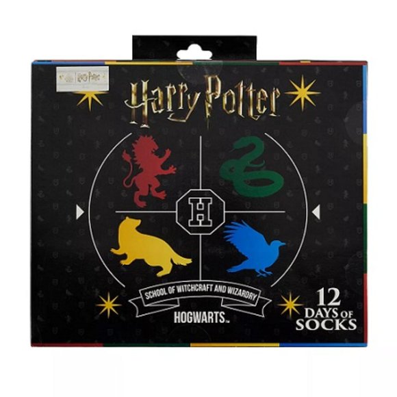 Men's 12 Days of Socks Harry Potter Hogwarts Crew/Low Cut Socks, Size 6-12 - Picture 2 of 3